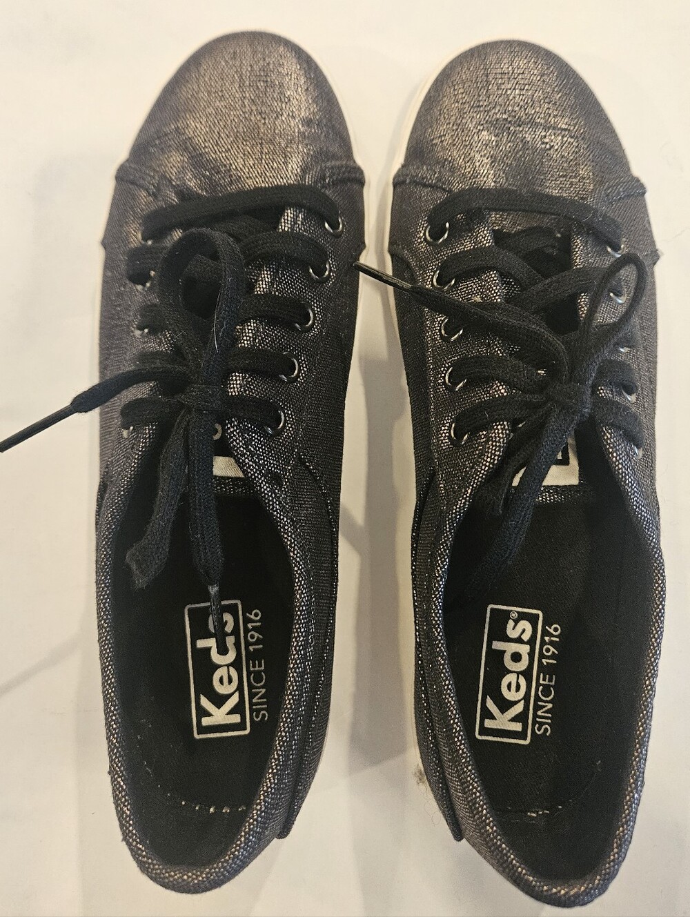 Keds Shimmery Black Metalic Low-Top Sneakers-Size 6.5